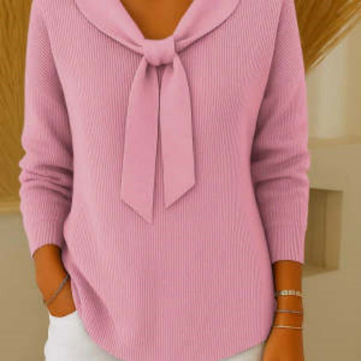 Women's Solid Color Loose And Knitted Bow Sweater