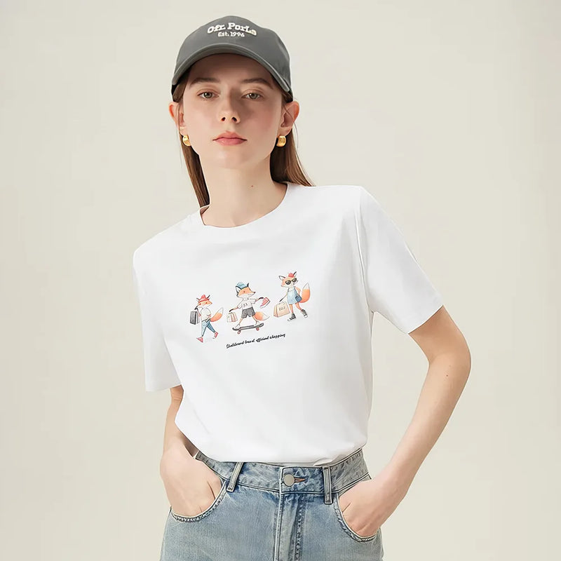 Fox print summer tee for women, view 2 - MRSLM