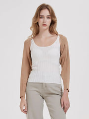 long sleeve knit crop top cardigan, view 4 - MRSLM