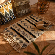 cotton linen tassel woven floor mat, view 2 - MRSLM