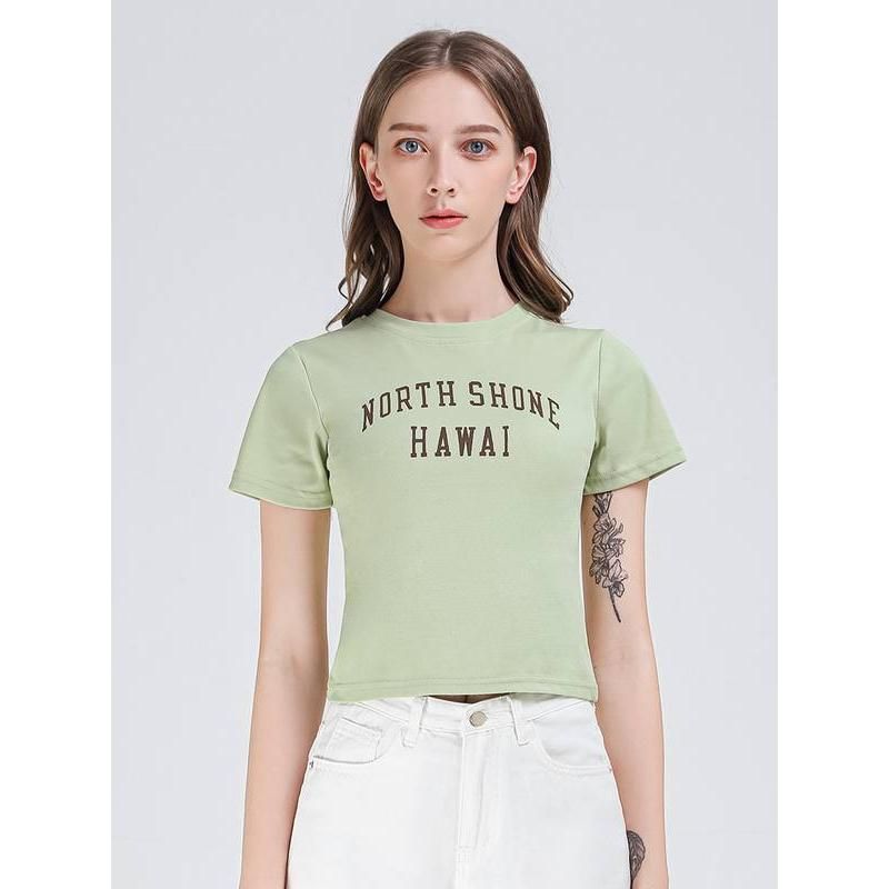 slim fit letter print tee, view 6 - MRSLM