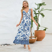 floral paisley V-neck dress, view 8 - MRSLM