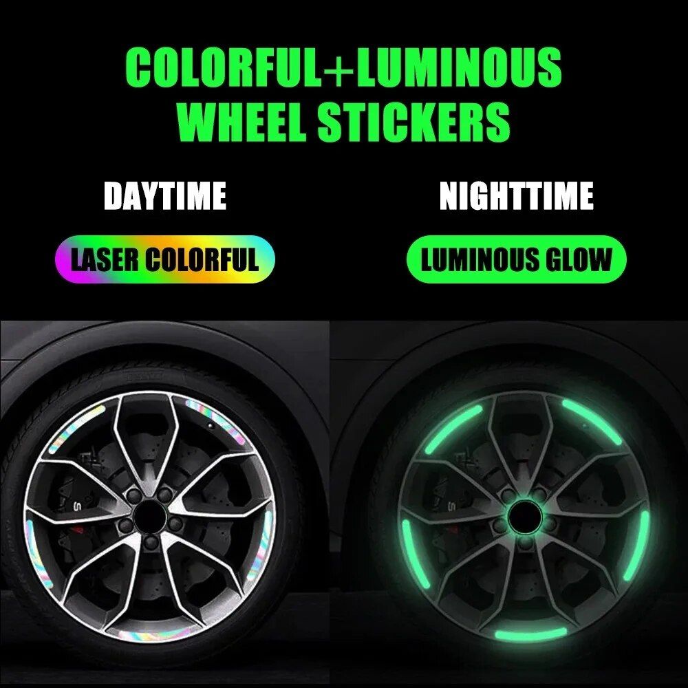 Reflective Wheel Rim Safety Stickers for Cars and Motorcycles