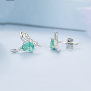 women's silver gem-set earrings, view 2 - MRSLM