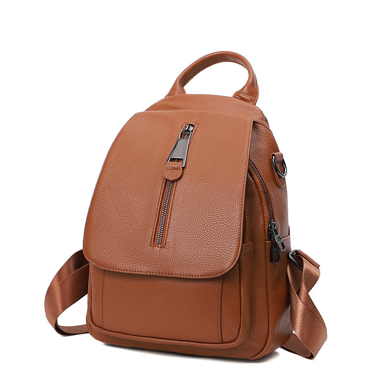 Anti Theft Leather Travel Women's Multi-layer Backpack