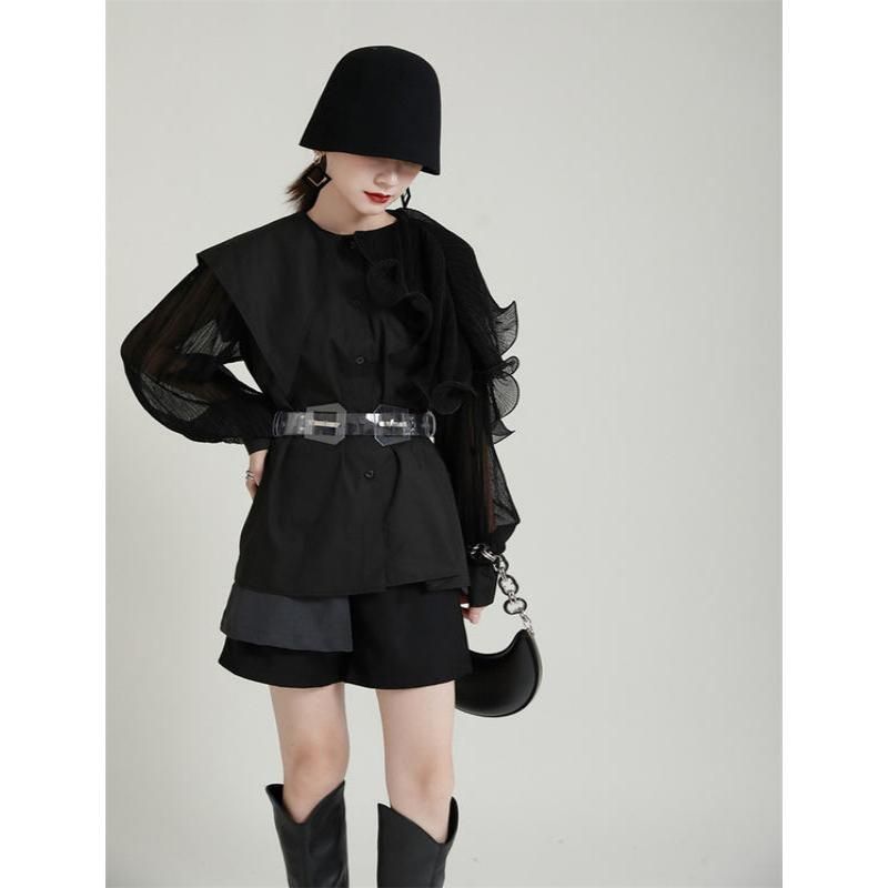 green pleated belted blouse, view 9 - MRSLM