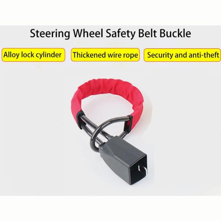 Universal Car Steering Wheel and Seat Belt Lock with Dual Keys