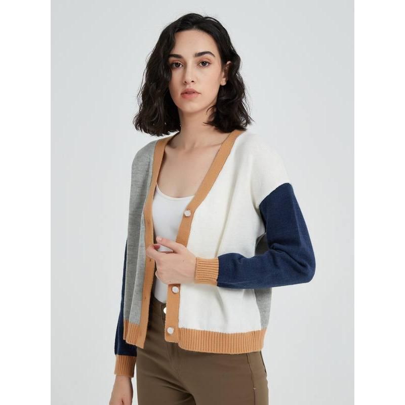 chic vintage V-neck knit cardigan, view 4 - MRSLM