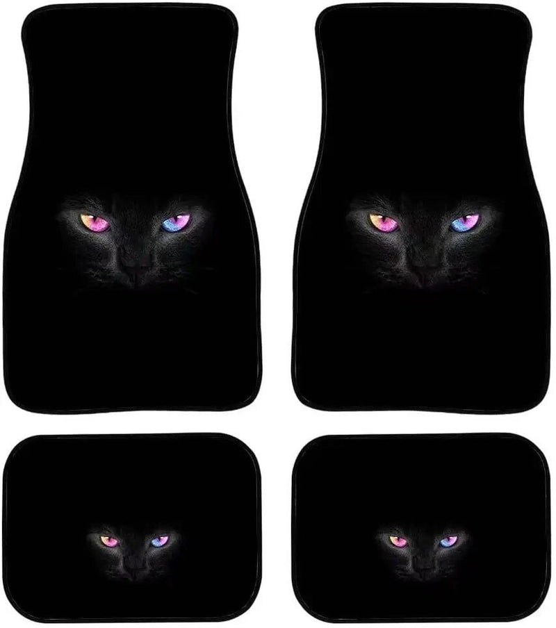 black cat car floor mats, view 2 - MRSLM