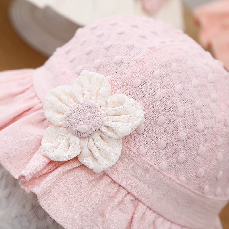 Baby sun hat with lace ruffle, view 9 - MRSLM