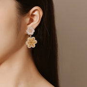 double flower gold plated earrings - MRSLM