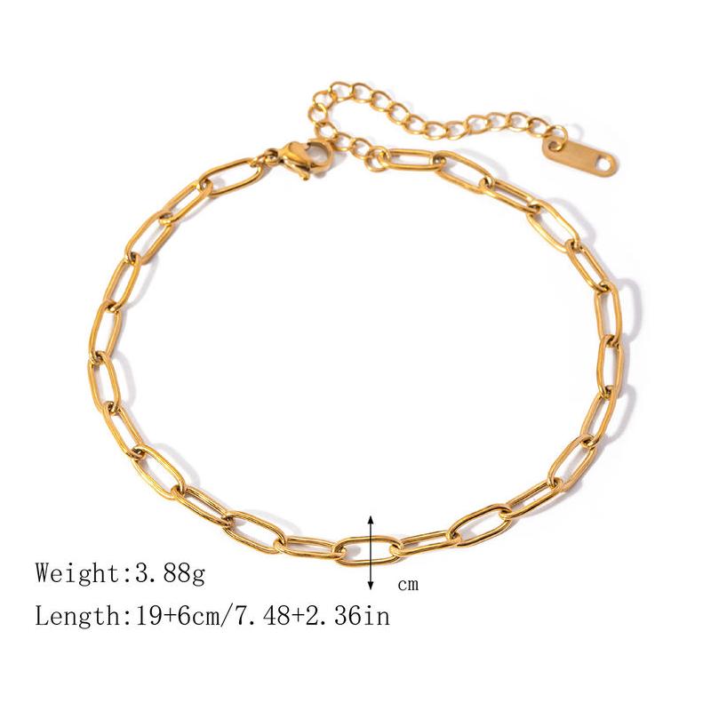 Gold paper clip chain anklet, view 2 - MRSLM