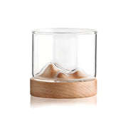 mountain whiskey glass with wooden base, view 6 - MRSLM