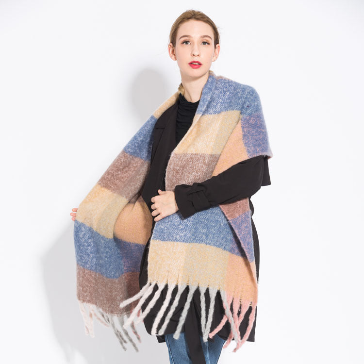 check fringed scarf, view 3 - MRSLM