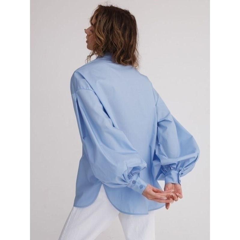 Women's Elegant Cotton Lantern Sleeve Blouse