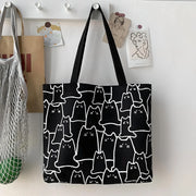 cat canvas handbag, view 3 - MRSLM