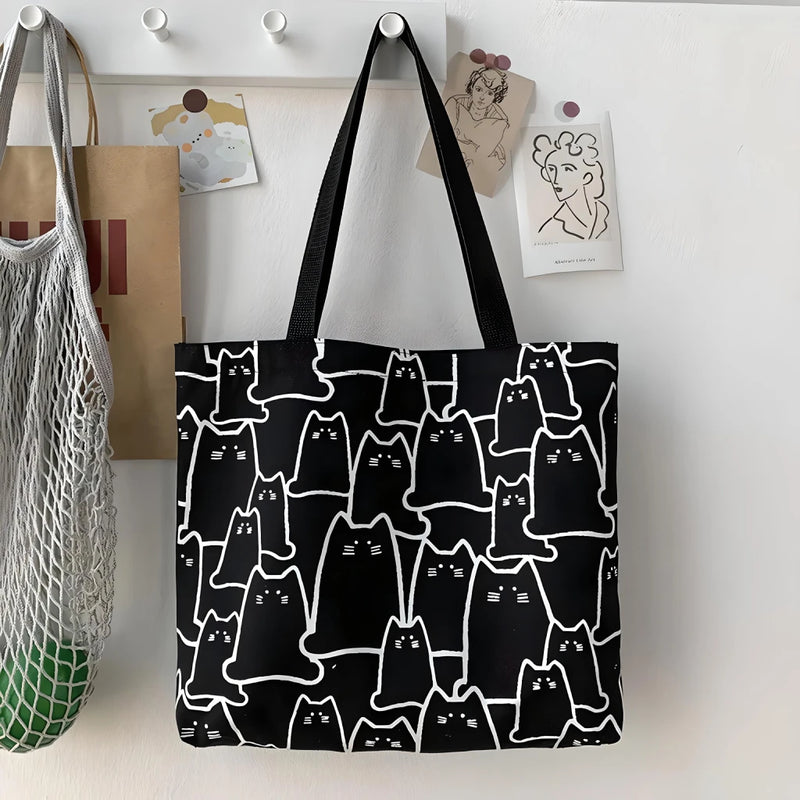 cat canvas handbag, view 3 - MRSLM
