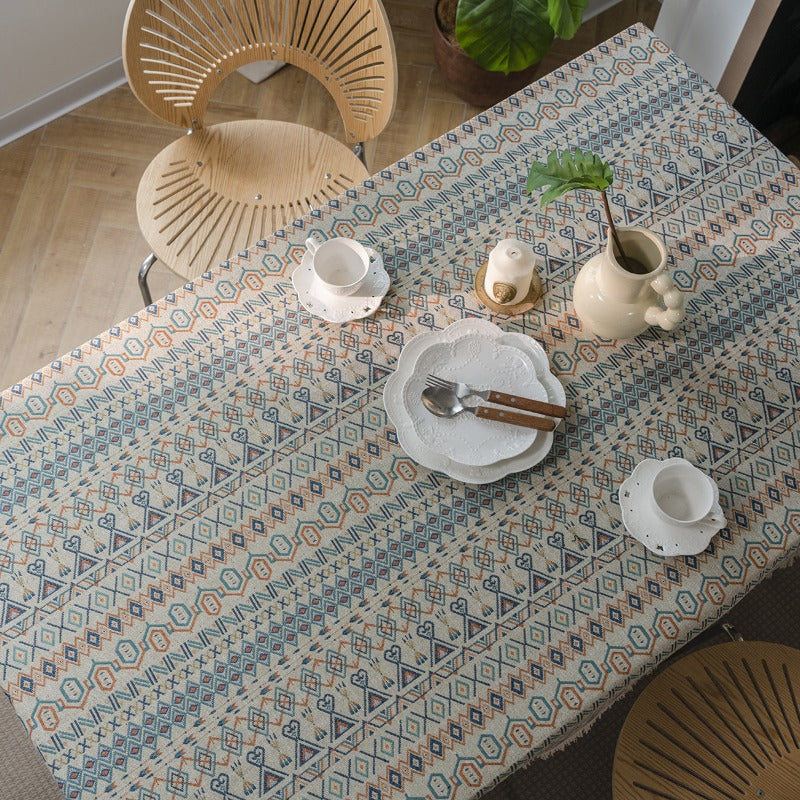 geometric jacquard bohemian tablecloth, view 6 - MRSLM