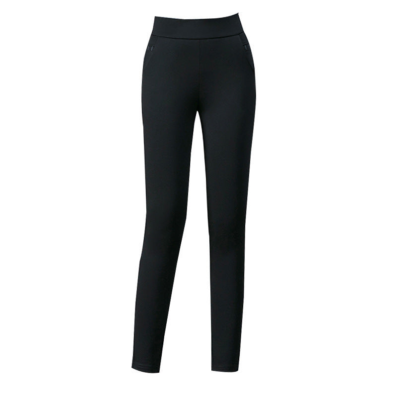 Women's high waist thin solid color leggings, view 6 - MRSLM