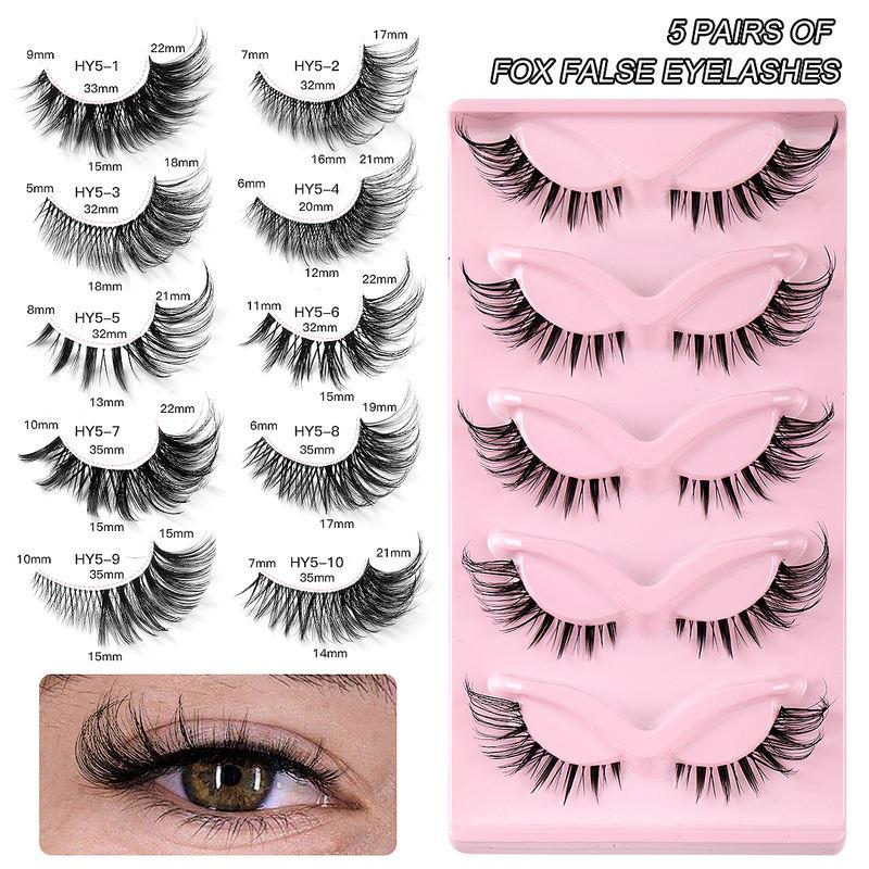 5 pair 3D cat eye fox eye lashes, view 13 - MRSLM