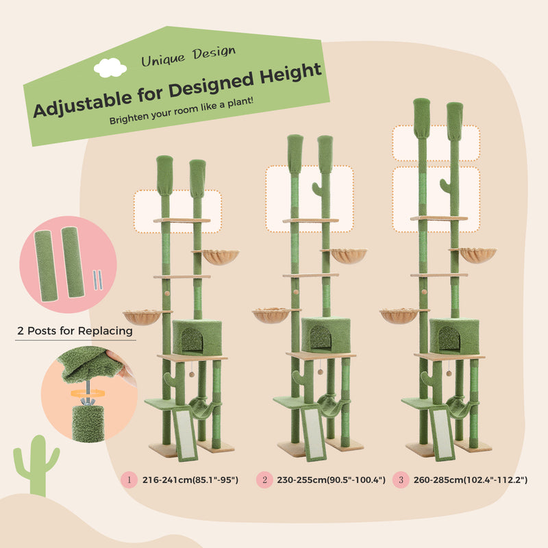 cactus cat tower adjustable cat tree, view 7 - MRSLM
