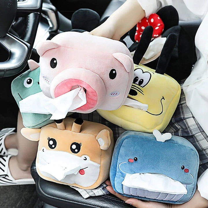 Adorable Plush Animal Car Tissue Holder - Napkin Dispenser for Auto & Home