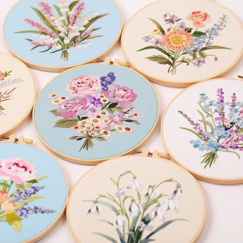 DIY floral embroidery kit for beginners, view 12 - MRSLM