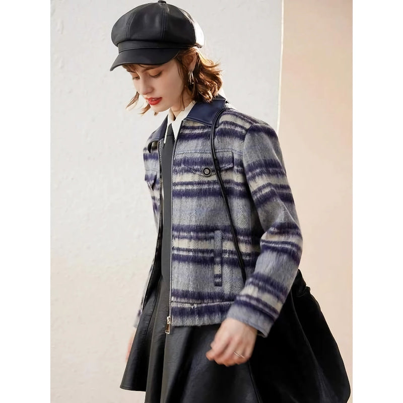 vintage plaid turn-down collar jacket, view 4 - MRSLM