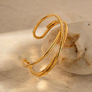 18K gold plated multi-layer cuff bracelet, view 6 - MRSLM