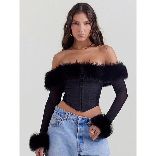 backless sheer long sleeve top, view 2 - MRSLM