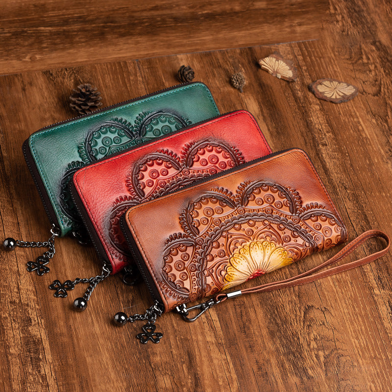 First Layer Cowhide Wallet Long Women Leather Wallet