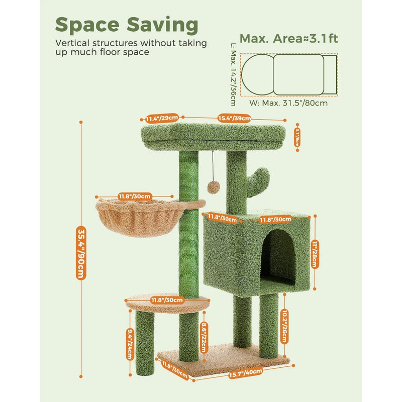 cactus cat tree tower, view 7 - MRSLM