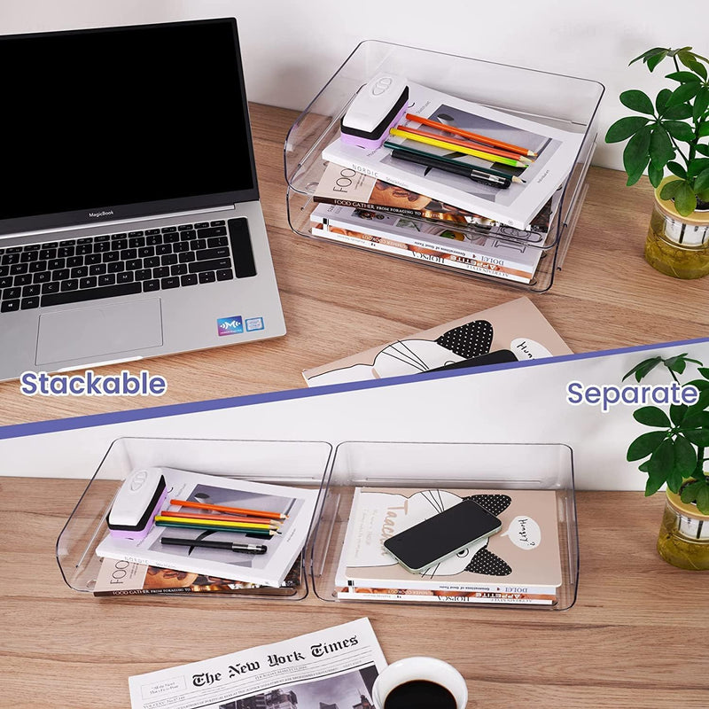stackable transparent desk organizer, view 5 - MRSLM