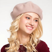 solid wool blend knitted beret, view 9 - MRSLM