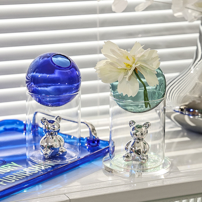 nordic bubble glass bear vase, view 10 - MRSLM