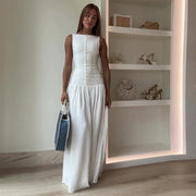 Women's white A-line dress, view 6 - MRSLM