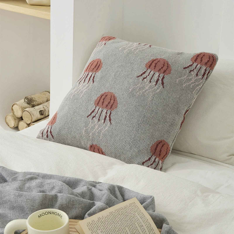 jellyfish knitted cotton pillow cover, view 4 - MRSLM