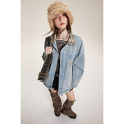 leopard patchwork denim jacket, view 5 - MRSLM