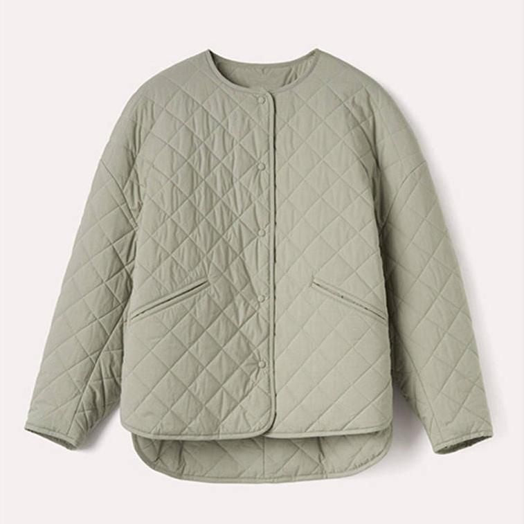 Diamond plaid quilted cotton coat, view 2 - MRSLM