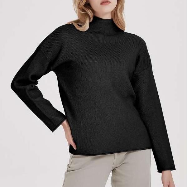 women's knitted turtleneck pullover, view 2 - MRSLM