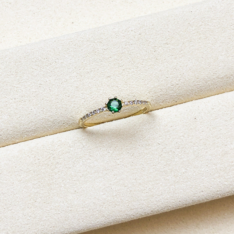 S925 silver adjustable green stone ring, view 2 - MRSLM