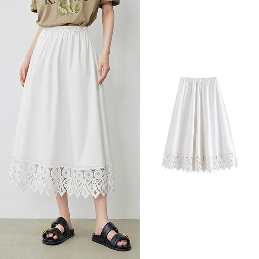 lace spliced A-line skirt, view 2 - MRSLM