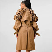 lapel long sleeve trench coat, view 6 - MRSLM