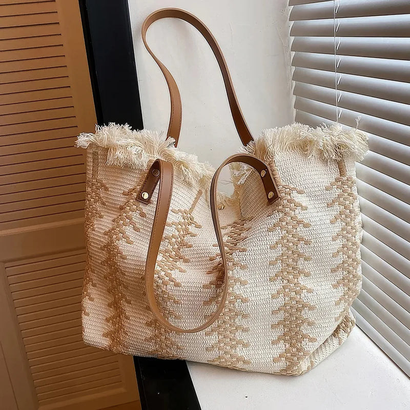 tassel canvas tote bag, view 8 - MRSLM