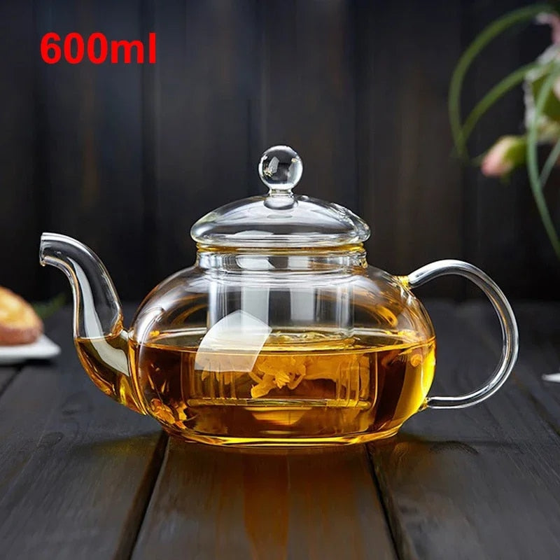 glass flower tea pot, view 2 - MRSLM