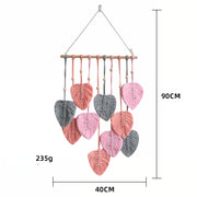 handwoven cotton rope leaf wall tapestry, view 4 - MRSLM
