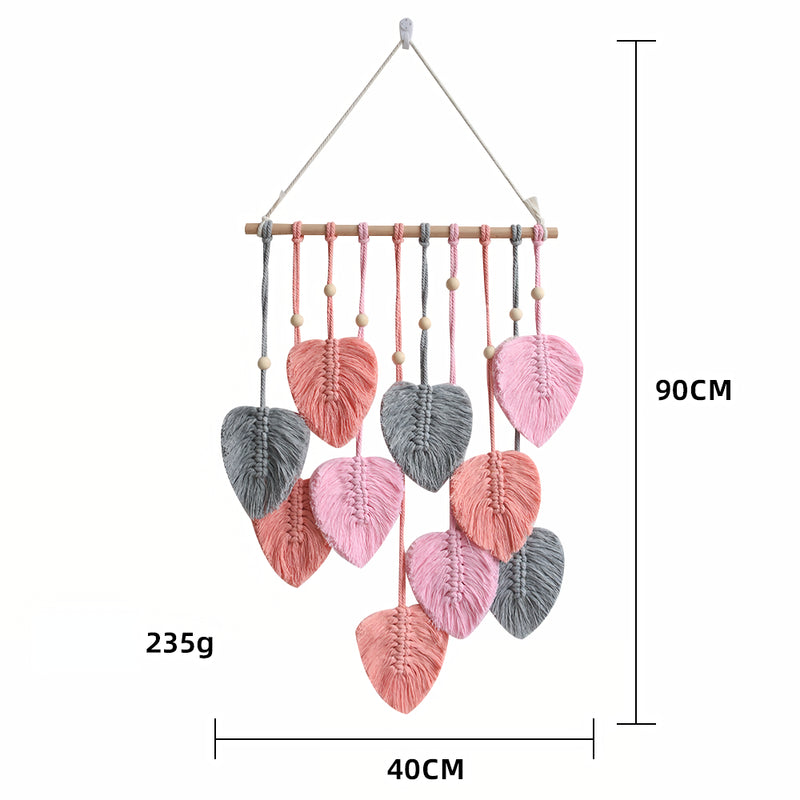 handwoven cotton rope leaf wall tapestry, view 4 - MRSLM