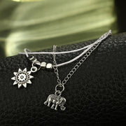 bohemian star elephant double layer anklet, view 6 - MRSLM