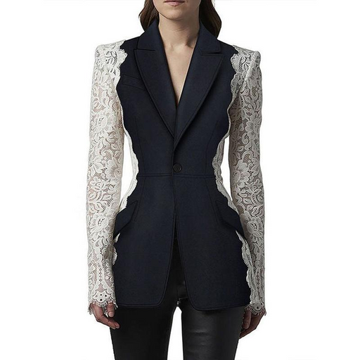 women's lace patchwork blazer - MRSLM