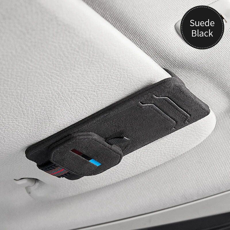 suede leather car sunglasses holder, view 4 - MRSLM